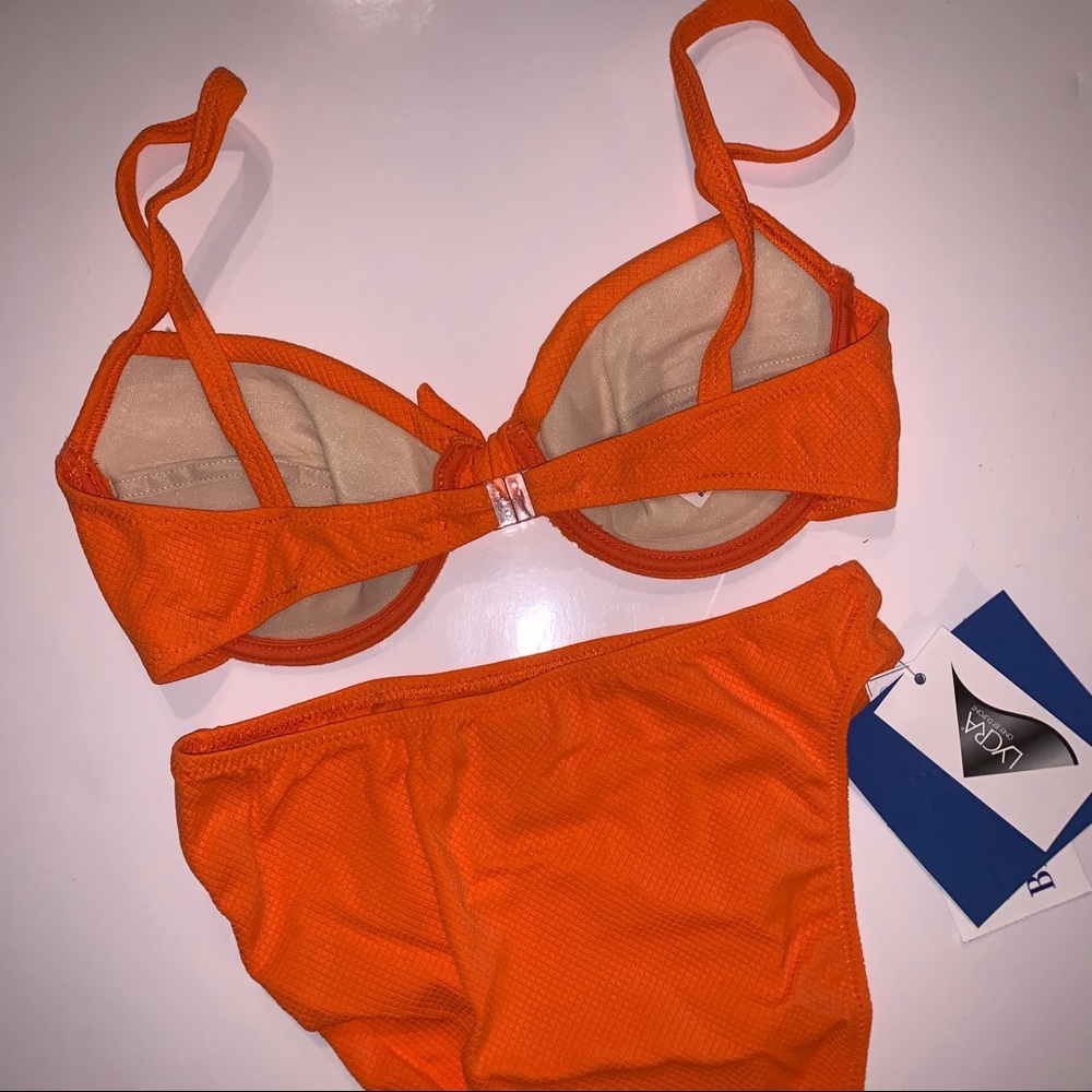 NWT 90s Vintage Orange Bow Underwire Bikini Set - Picture 5 of 9